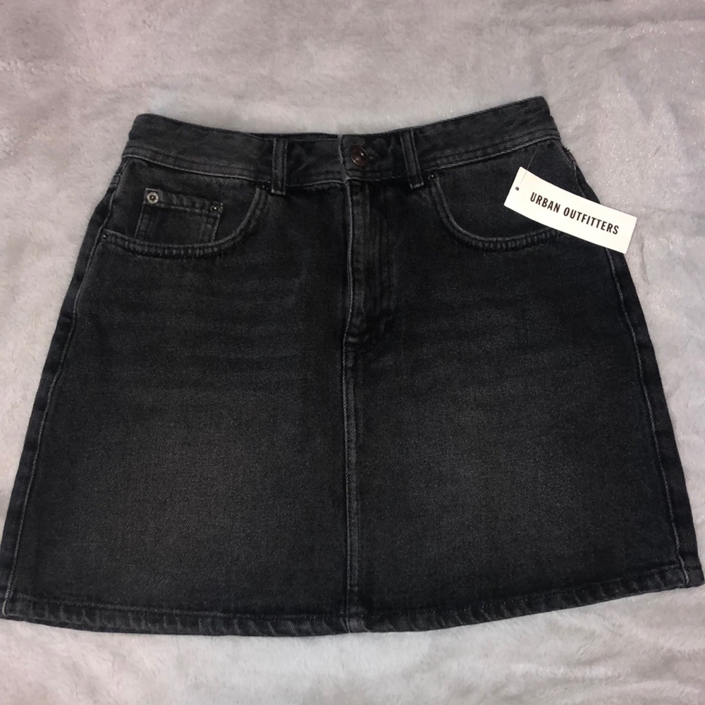 NEW UO black denim skirt